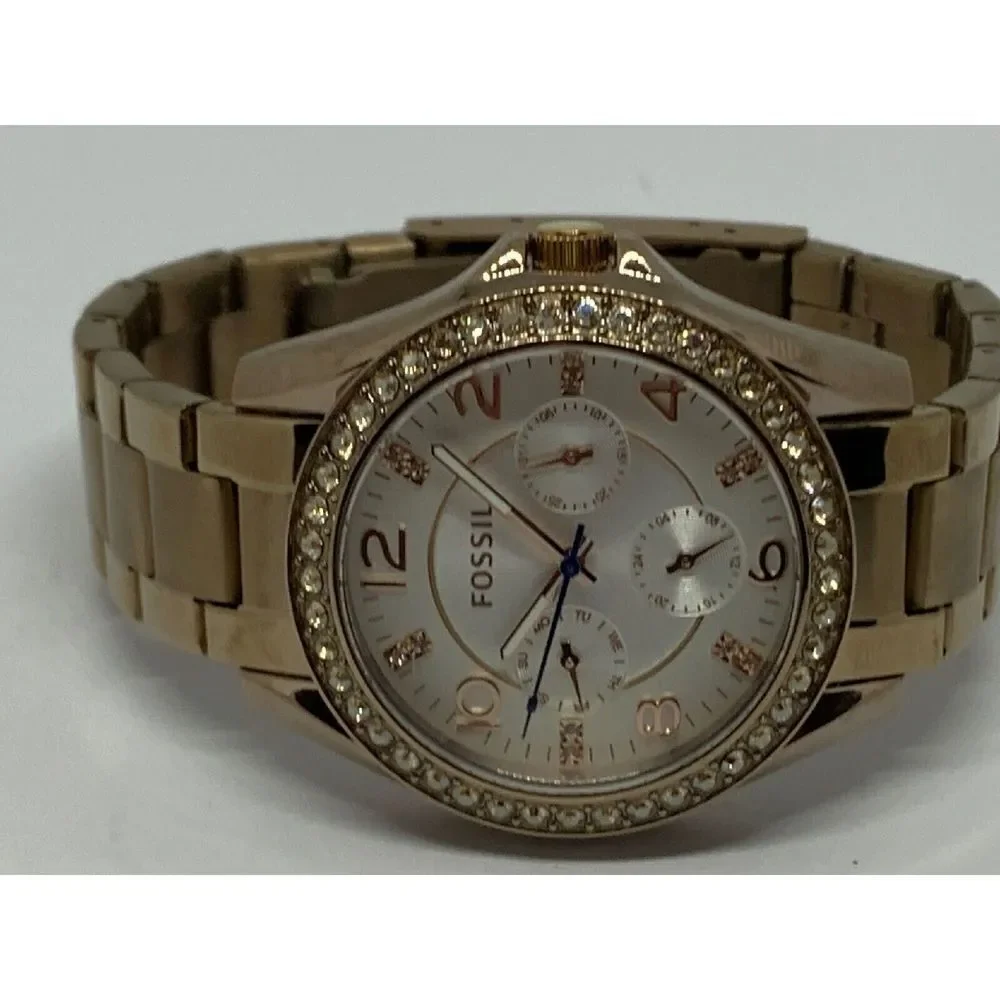 Fossil ES3887 Women's Gold Stainless Steel Analog Silver Dial Quartz Warch GE40